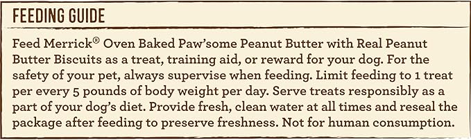Merrick Oven Baked Dog Treats, Natural Cookies For Dogs, Paw’some P’nut Butter Cookie With Real Peanut Butter - 11 oz. Bag