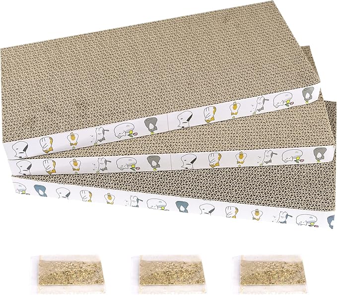 Cat Scratcher Cardboard 3 PCS Cat Scratch Pad Reversible Scratcher Texture Design Durable Cat Scratching Pad