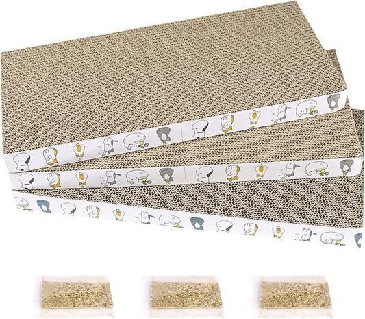 Cat Scratcher Cardboard 3 PCS Cat Scratch Pad Reversible Scratcher Texture Design Durable Cat Scratching Pad