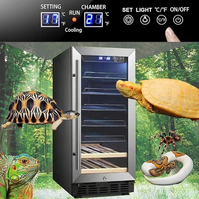 95L Large Reptile Automatic Incubator Cooling and Heating 41℉ to 100℉ 110V Reptile Egg Mute Hatchery Work for Reptiles