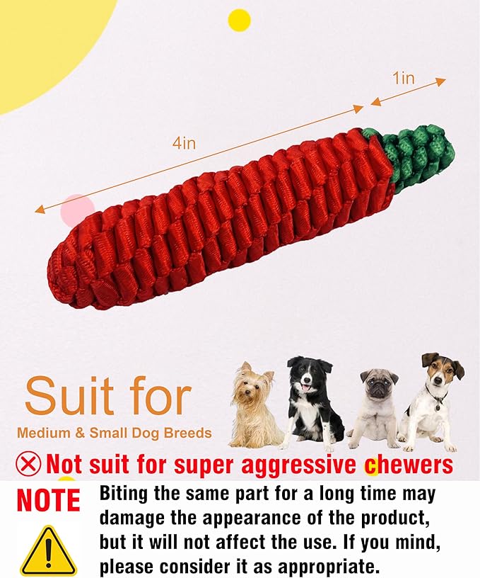 Dog Rope Toy,Tug of War Dog Toy,Puppy Teething Chews,Dog Chew Toys,Red Pepper Dog Toys for Small Dogs 2024 New