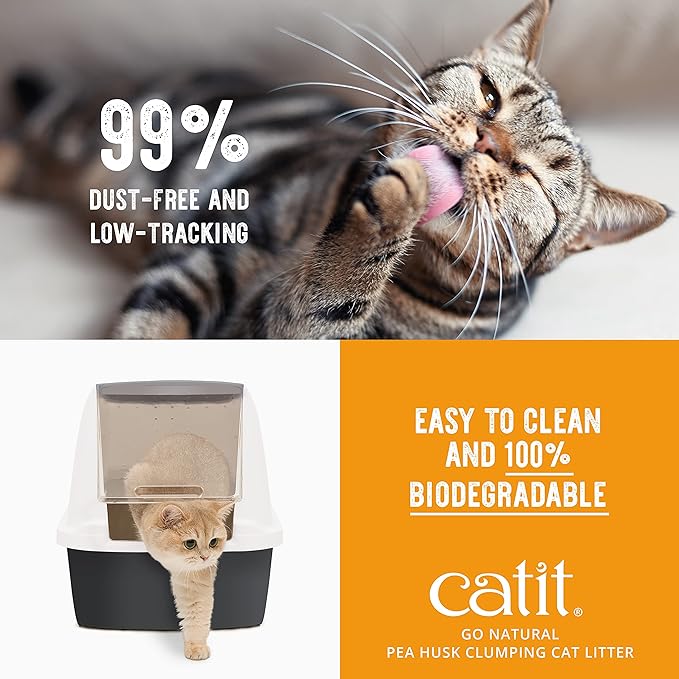 Catit - Go Natural Pea Husk Clumping Cat Litter - Lightweight, Dust Free, Easy Cleaning & Scooping, Flushable Kitty Litter with Odor Control & Subtle Fragrance - 12.3 Lbs, Lavender Scented