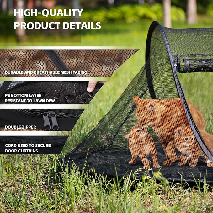 Pop-up Cat Tent, Portable Pet Playpen for Outdoor&Indoor,Outdoor Cat Enclosures - Cat Playpen for Camping,Traveling,Sunbathing