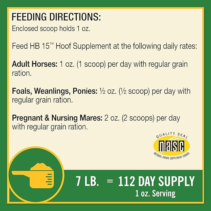 Farnam HB 15 Hoof Supplement, Supports Healthy hoof growth 7 Pound, 112 Day Supply