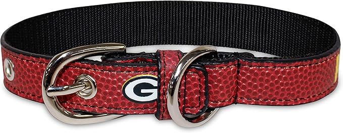 Pets First Tough Leather Pet Collar NFL Green Bay Packers Premium Dog Collar, Limited Edition. Best & Strongest Heavy-Duty Dog Collar!, Small (12-15"" Long & 0.75"" Wide) (GBP-3081-SM)