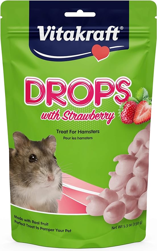 Vitakraft Drops Hamster Treat - Strawberry - Yogurt Treats for Hamsters Pink 5.3 Ounce (Pack of 1)