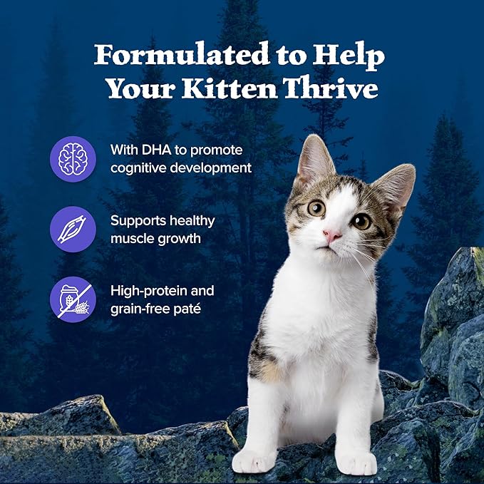 Blue Buffalo Wilderness High Protein Grain Free, Natural Kitten Pate Wet Cat Food Variety Pack, Chicken, Salmon 3-oz (6 Count- 3 of Each Flavor)