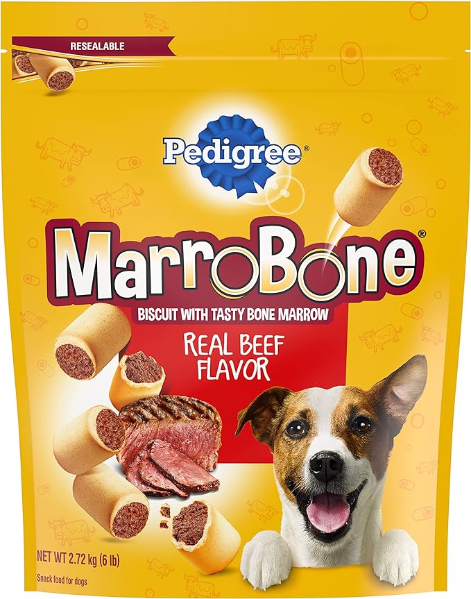 PEDIGREE MARROBONE Dog Treats Real Beef Flavor Crunchy Dog Biscuit, 6 lb. Pack