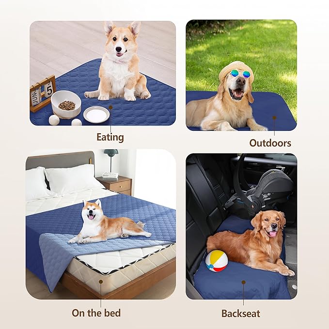 gogobunny 100% Double Sided Waterproof Dog Blanket Soft Pet Bed Cover Reversible Protect Furniture Couch Sofa Car for Puppy Large Dog Cat (Dark Navy/Light Navy, 30x90 Inch (Pack of 1))