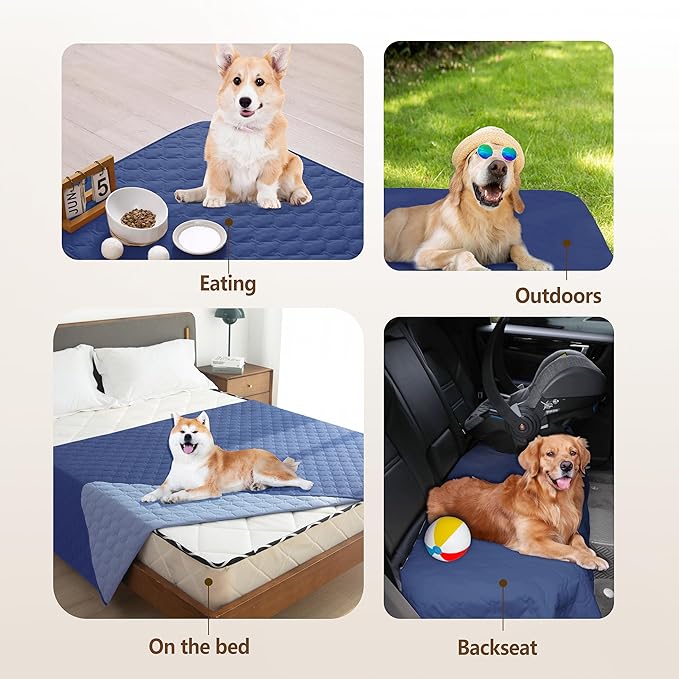 gogobunny 100% Double Sided Waterproof Dog Blanket Soft Pet Bed Cover Reversible Protect Furniture Couch Sofa Car for Puppy Large Dog Cat (Dark Navy/Light Navy, 40x50 Inch (Pack of 1))