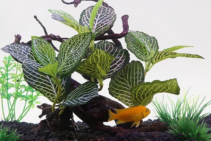 Aqua KT Reptile Terrarium Forest Tree with Plant Leaves for Amphibian Habitat Décor Lizard Snake Turtle Supplies