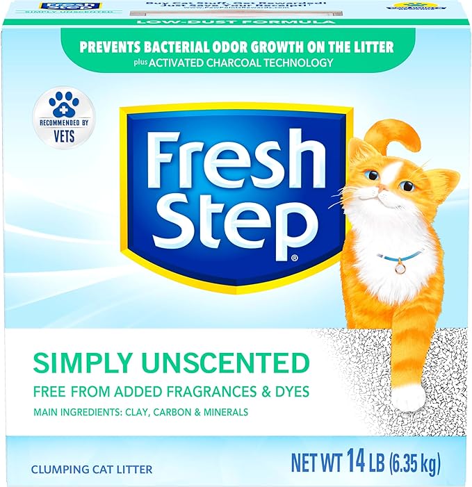 Fresh Step Clumping Cat Litter, Unscented, Long Lasting Odor Control Kitty Litter with Activated Charcoal, 14 lb