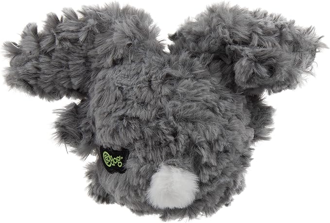 goDog PlayClean Rabbit Squeaky Plush Dog Toy with Odor-Eliminating Essential Oils, Chew Guard Technology - Gray, Small