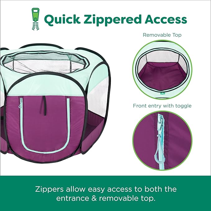 Furhaven Pop Up Playpen Pet Tent Playground - Purple, Small