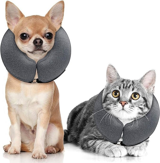 MIDOG Dog Cone Collar, Inflatable Dog Neck Donut Collar Alternative After Surgery, Soft Protective Recovery Cone for Small Medium Large Dogs and Cats Puppies - Alternative E Collar (Gray, XS)