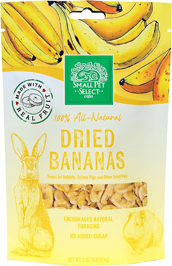 Small Pet Select - Dried Banana, a Natural Treat for Rabbits, Guinea Pigs, Gerbils, Hamsters, Mice, and Rats, 2oz