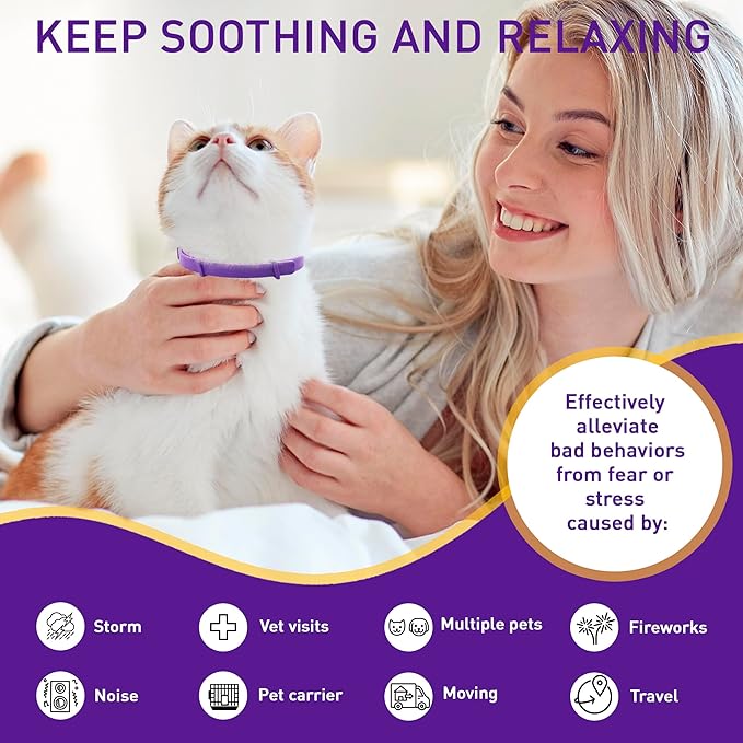 4 Pack Calming Collar for Cats – Pheromone Cat Calming Collar Cat Anxiety Relief and Stress – Adjustable Water Resistant Breakaway Calming Collars Natural Ingredients Pheromones Rapid Effect