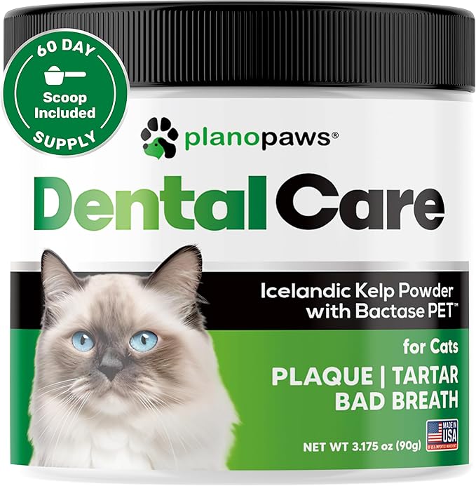 Cat Dental Care Powder - Easier Than Cat Toothpaste - Cat Dental Treat Alternative to Get Plaque Off - Cat Teeth Cleaning Powder with Bactase PET - Cat Breath Freshener for Cat Bad Breath - Oral Care