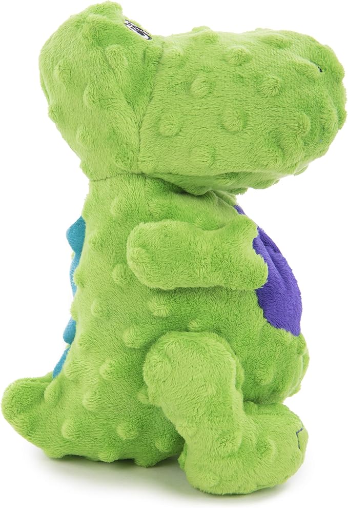 goDog Dinos T-Rex Squeaky Plush Dog Toy, Chew Guard Technology - Green, Large