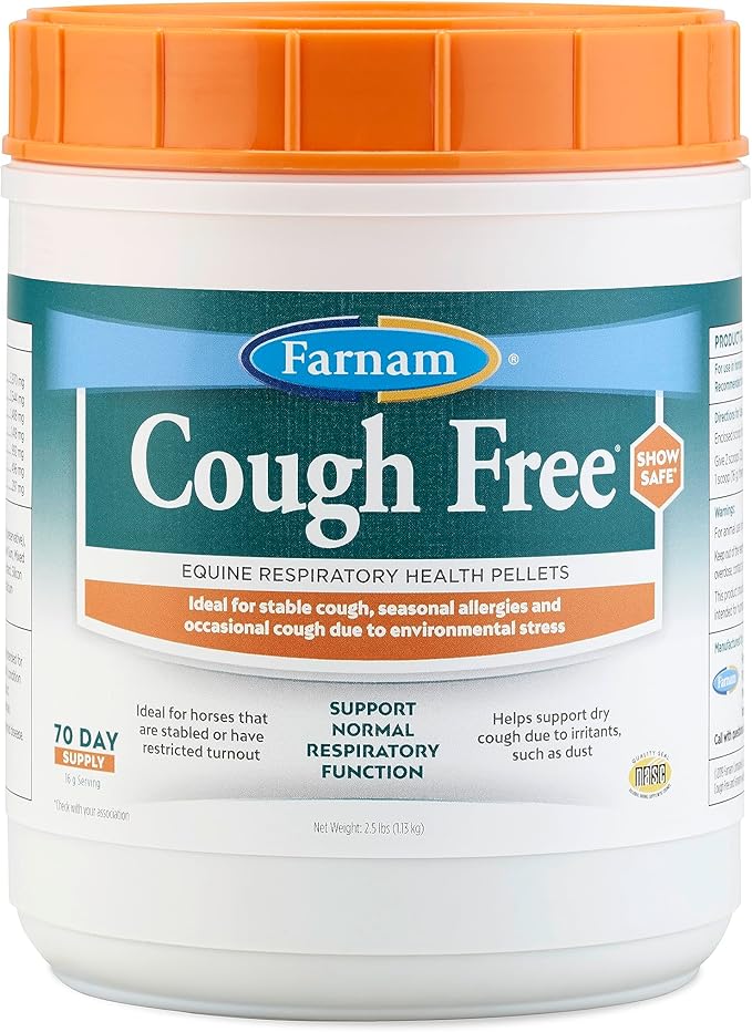 Farnam Cough Free Horse Cough Supplement Pellets, Provides Respiratory Support for Horses with Seasonal Allergies or Stable Cough, 2.5 pounds, 70 Day Supply