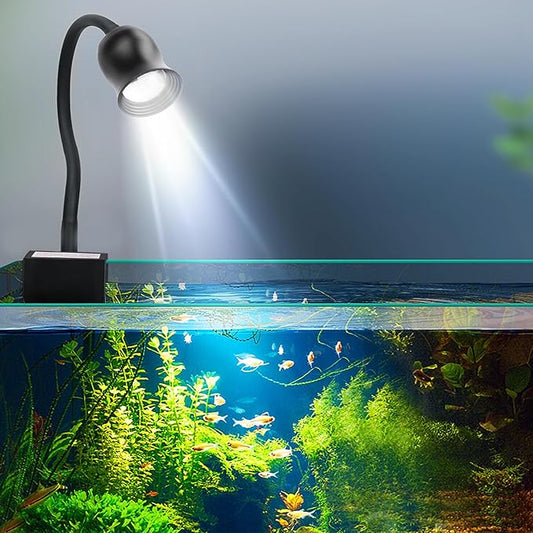 Aquarium Light Focus Light for Fish Tank Indoor LED Light Big Clip Lamp Adjustable Focus (White-Yellow)