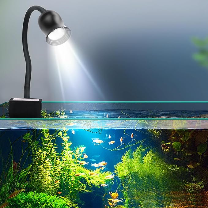 Aquarium Light Focus Light for Fish Tank Indoor LED Light Big Clip Lamp Adjustable Focus (White-Blue)