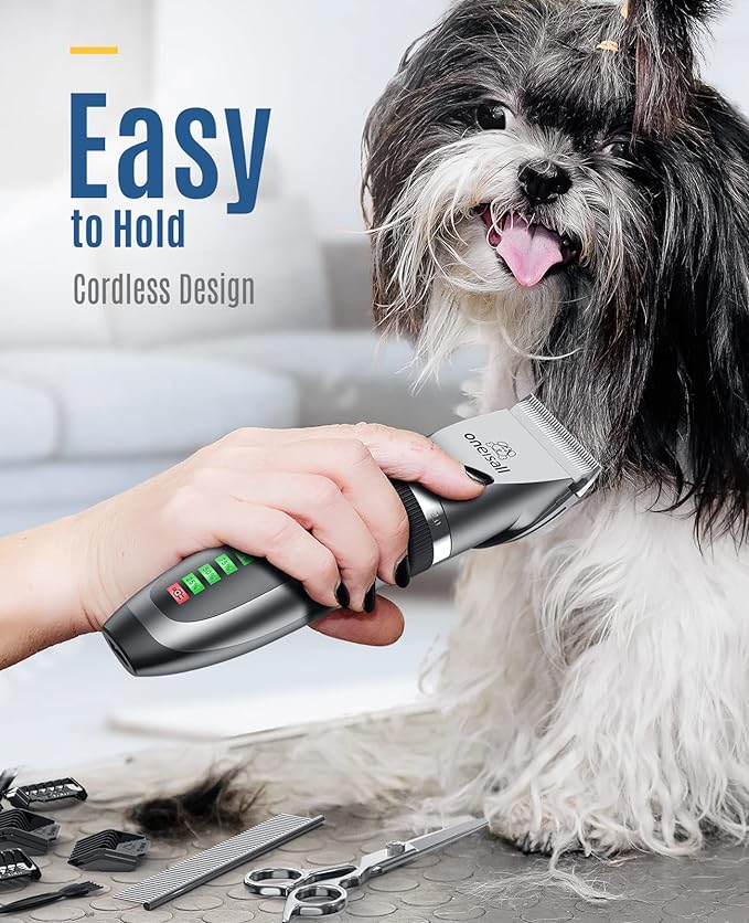 oneisall Dog Clippers and Dog Paw Trimmer Kit 2 in 1 Pet Cat Dog Grooming Kit Quiet Cordless Dog Clippers for Grooming Pet Hair Trimmers for Dogs Cats