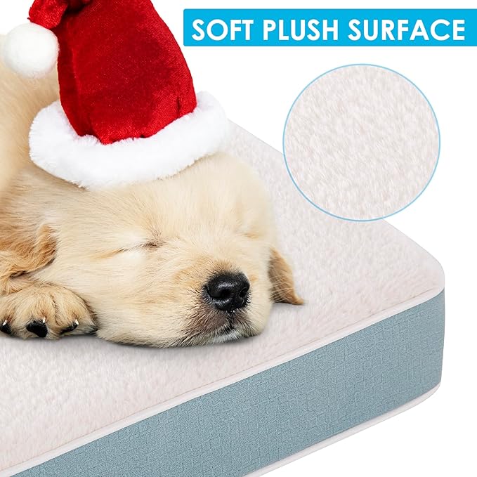 Dog Bed Covers Soft Plush Replacement Washable, Large Waterproof Dog Bed Cover with Zipper, Pet Bed Cover 35x22x3 Inches, Blue, Cover Only