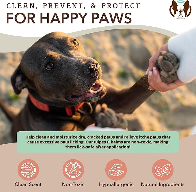 Natural Dog Paw Wipes -50 Ct- Organic, Vegan Pet Paw Wipes for Dogs, Eco-Friendly Dog Paw Wipes for Dogs, Ideal for Removing Dirt, Allergens & Moisturizes Dry Cracked Paws, Coconut Oil & Cocoa Butter