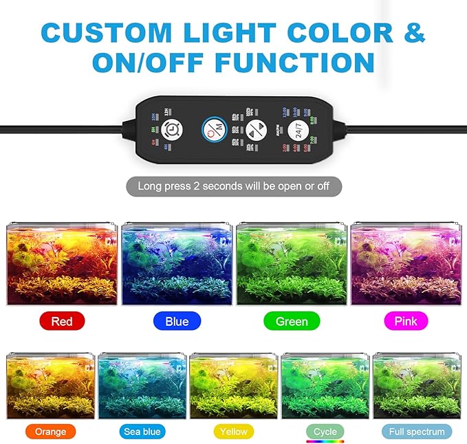 24/7 Mode LED Aquarium Light for Plants-Full Spectrum Fish Tank Light with Timer, Auto On/Off, 7 Colors, Adjustable Brightness, 3 Modes for 36 Inch to 42 Inch Freshwater Tank, 36W