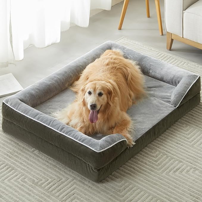 WNPETHOME Waterproof Dog Beds for Extra Large Dogs, Orthopedic XLarge Dog Bed with Sides, Big Dog Couch Bed with Washable Removable Cover, Pet Bed Sofa with Non-Slip Foam for Sleeping