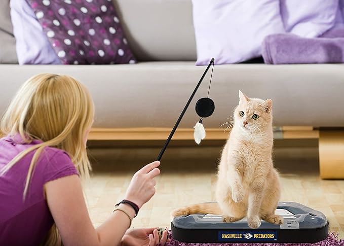 Pets First Cat Scratching Toy NHL Nashville Predators Hockey Field Cat Scratcher Tiy with Interactive Cat Ball Bell in Tracks. 5-in-1 CAT Toy