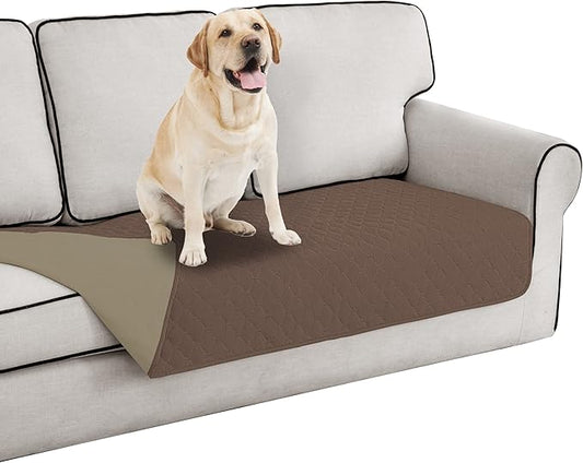 Easy-Going 100% Waterproof Dog Bed Cover Reversible Leak Proof Couch Cover Washable Sofa Cover Furniture Protector Blanket for Pets Kids Children Dog Cat (30x70 Inch, Brown/Beige)