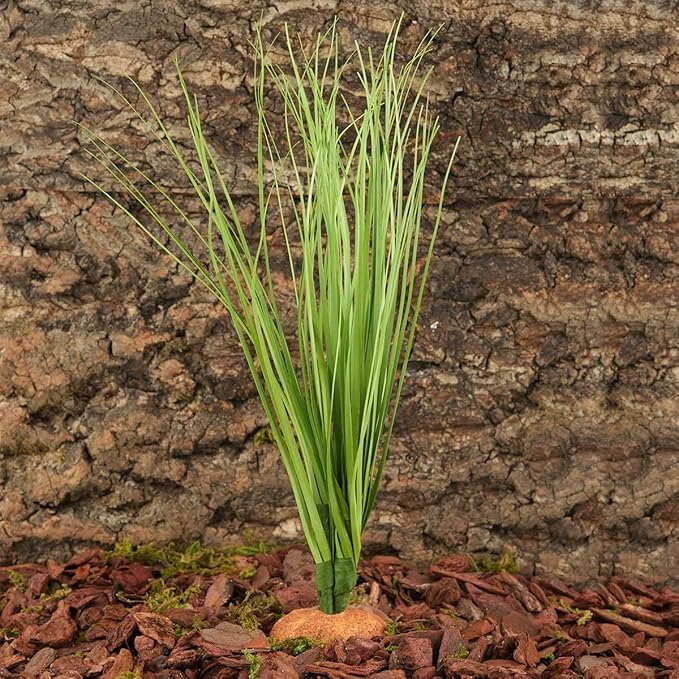 Fake Green Grass Plants, Reptile Plants for Terrarium, Bearded Dragon Tank Accessories Habitat Decor fit Crested Gecko Leopard Lizard Chameleon Ball Python Snake