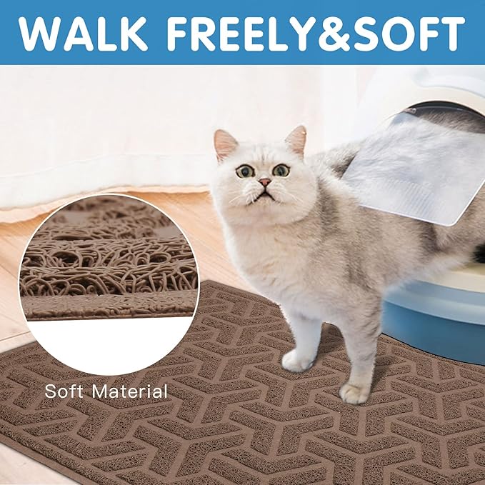 UPSKY Cat Litter Mat, Litter Trapping Mat Soft on Kitty Paws, Large Litter Box Mat 35" x 24" Scatter Control for Cat Litter, Waterproof and Extra Large Litter Box Carpet.