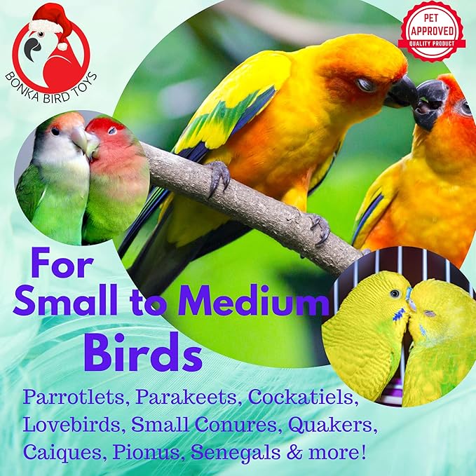 Bonka Bird Toys Christmas Elf Santa Snowman Reindeer Natural Sola Chew Forage Small Medium Bird Toy Cockatiel Parakeet Conures and Other Similar Birds (2434 Elf)