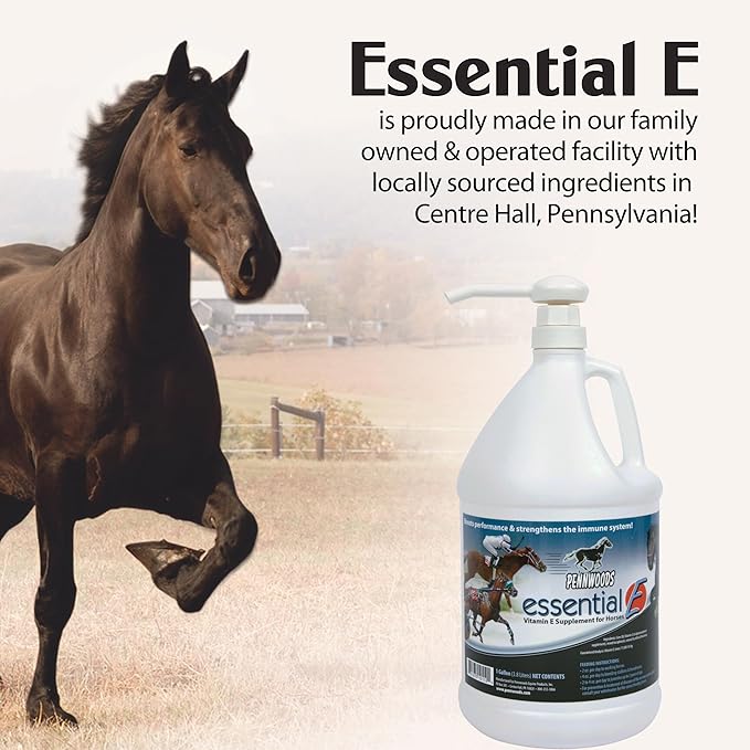 Essential E: Equine Vitamin E Supplement for Horse Health, Performance, Recovery & Nutrition - 1 Gallon