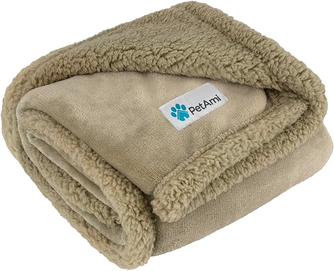 PetAmi Waterproof Dog Blanket for Small Medium Dog, Pet Puppy Blanket Couch Cover Protection, Sherpa Fleece Cat Blanket Couch Sofa Bed Furniture Protector Reversible Soft Washable 29x40 Taupe Taupe