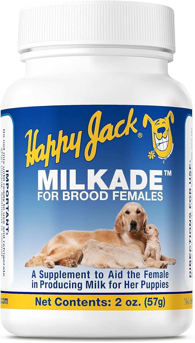 HAPPY JACK Milkade Dog Breeding & Nursing Supplies, Milk Production Aid for Female Dogs & Healthy Litter, Pregnant Prenatal Vitamin with Vitamin B1 (2 oz)