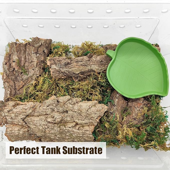 1.5 LB Reptile Bark Bedding, Natural Cork Bark for Reptiles Flat Cork Wood Terrarium Substrate Tank Supplies for Snake Spiders Bearded Dragons Hermit Crabs Geckos