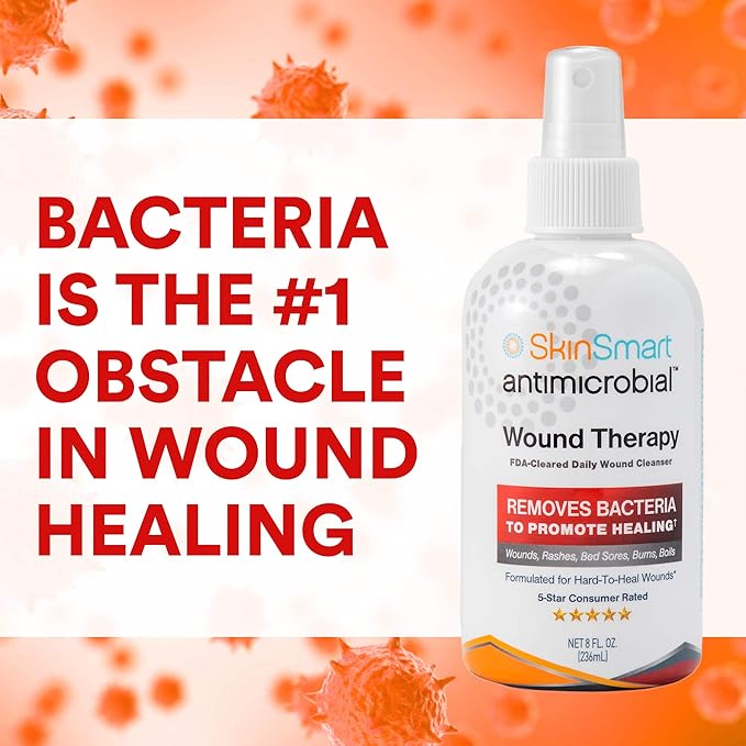 SkinSmart Antimicrobial Wound Therapy, Hypochlorous Acid Safely Removes Bacteria so Wounds Can Heal, Travel Size 2 Ounce Spray (Pack of 3)