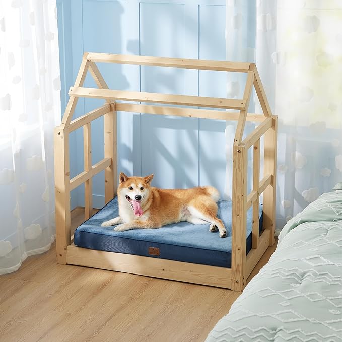 Bedsure Large Orthopedic Dog Bed - Memory Foam, 2-Layer Thick, 30x20x3 Inches, Navy
