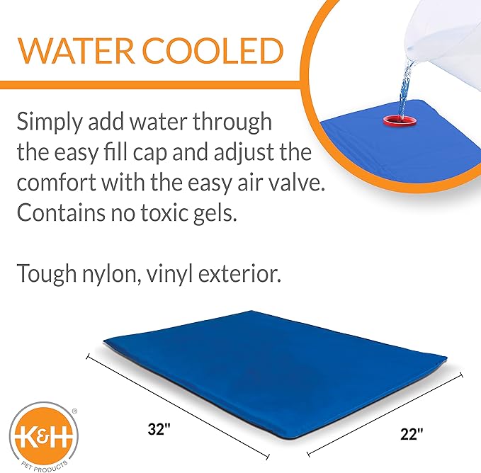 K&H Pet Products Cool Bed III Dog Cooling Mat, Cooling Dog Beds for Medium Dogs, Dog Cooling Mat for Dog Carrier, Outdoor Dog Bed Cooling Pad for Dog, Pet Cooling Mat - Blue Medium 22 X 32 Inches