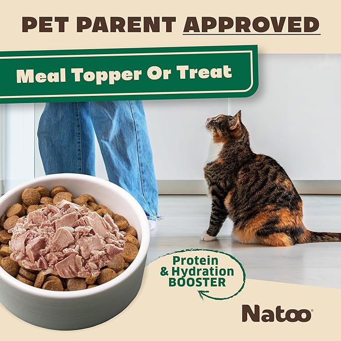 NATOO Cat Food Topper for Picky Eaters & Healthy Soft Cat Treat (Tuna & Brown Rice in Broth), Wet Cat Food, Gravy Cat Food, High Protein & Limited Ingredient Cat & Kitten Food, 2.4 oz (Case of 20)