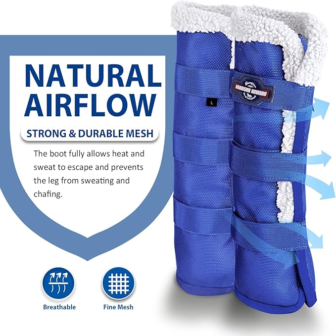 Harrison Howard Horse Fly Boots Summer Protection with Fleece Trim to Eliminate Rubbing Comfortable and Ventilating Mesh Leg Guards Sold in Pair Deep Blue L