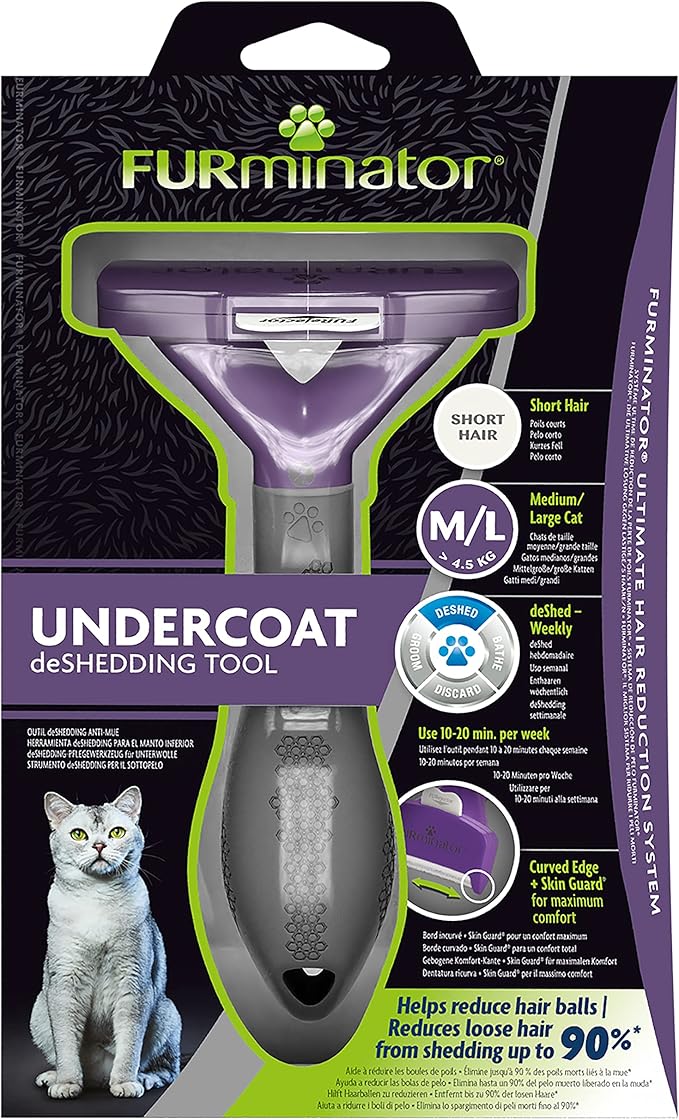 Furminator Undercoat Deshedding Tool for Medium/Large Short Hair Cat, M