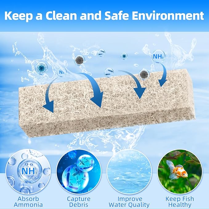 AQUANEAT 6-Pack Replacement Ammonia Reducer Pads Compatible with Aqueon QuietFlow 20 and 75 LED PRO Aquarium Power Filter