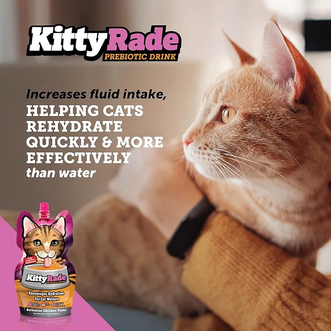 KittyRade – Delicious, Healthy Prebiotic, Isotonic Drink for Cats, Electrolytes | Reliable Hydration Drink for Cats & Low Calorie | Cat Health Supplement | Resealable Packs | (250ml x 10)