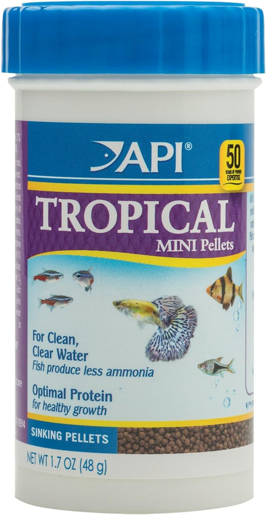 API TROPICAL MINI PELLETS Mini Sinking Pellets Fish Food 1.7-Ounce Container