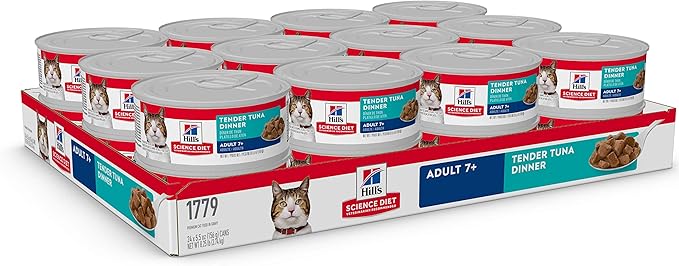 Hill's Science Diet Adult 7+, Senior Adult 7+ Premium Nutrition, Wet Cat Food, Tuna Stew, 5.5 oz Can, Case of 24